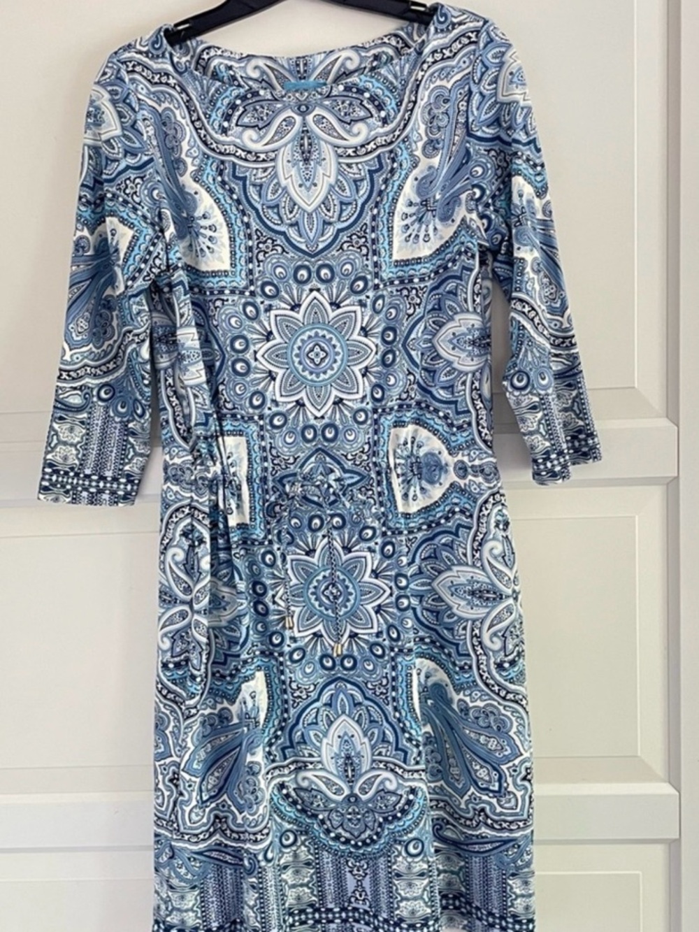 J. McLaughlin Blue Paisley Catalina Cloth Stretch Shift Dress Medium 26348